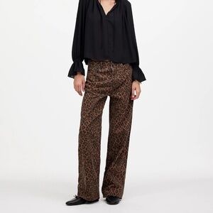 Madewell Low Slung Baggy Jeans - Dark Coffee Leopard Size 31